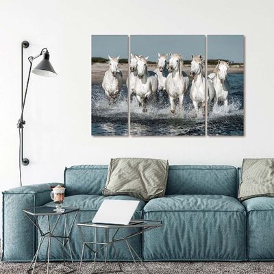 Diana Set Of 3 Horse Tempered Glass Wall Art Multi 120X80X0.4Cm