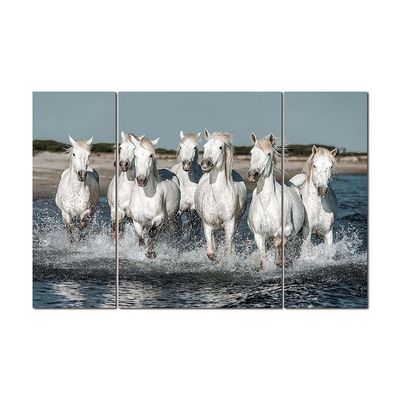 Diana Set Of 3 Horse Tempered Glass Wall Art Multi 120X80X0.4Cm