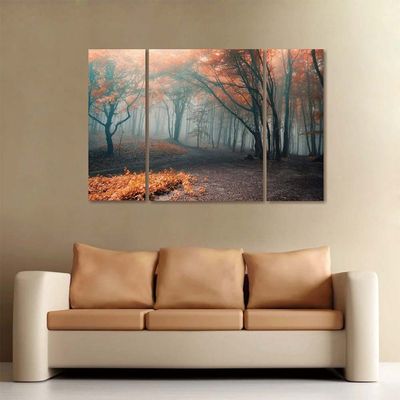 Diana Set Of 3 Autumn Morning Tempered Glass Wall Art Multi 120X80X0.4Cm