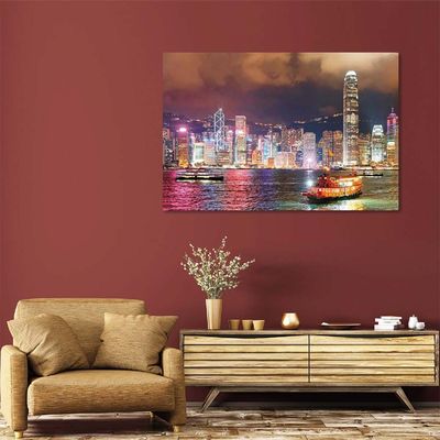 Diana Ferry Night View Tempered Glass Wall Art Multi 120X80X0.4Cm