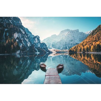 Diana Lake With Mountain Tempered Glass Wall Art 120X80X0.4Cm