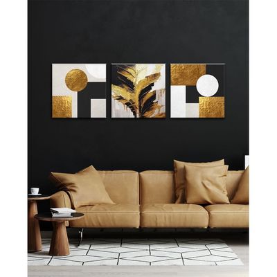 Petite Set Of 3 Canvas With Gold Leaf Multicolor 40x40Cm 