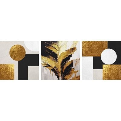 Petite Set Of 3 Canvas With Gold Leaf Multicolor 40x40Cm 