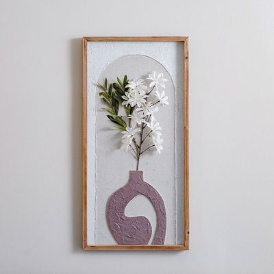 SS24-Palladir 3D Hand Painted Flower in Pot Framed Wall Art 40x80Cm (BD23H049B-1)