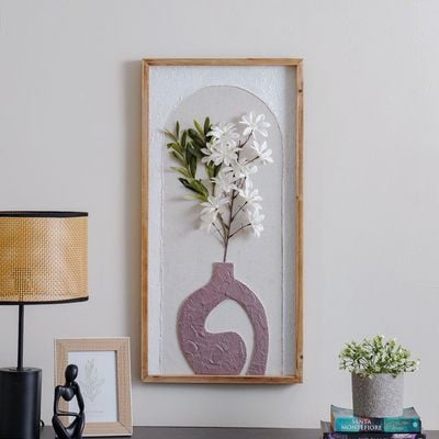 SS24-Palladir 3D Hand Painted Flower in Pot Framed Wall Art 40x80Cm (BD23H049B-1)