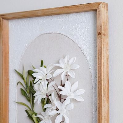 SS24-Palladir 3D Hand Painted Flower in Pot Framed Wall Art 40x80Cm (BD23H049B-1)