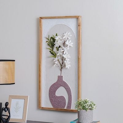 SS24-Palladir 3D Hand Painted Flower in Pot Framed Wall Art 40x80Cm (BD23H049B-1)