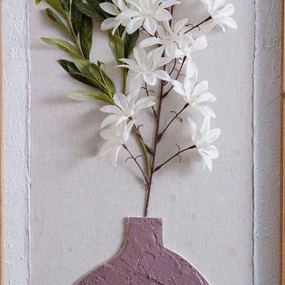 SS24-Palladir 3D Hand Painted Flower in Pot Framed Wall Art 40x80Cm (BD23H049B-1)