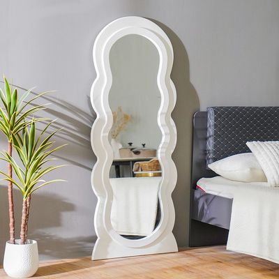 Petite Wooden Wall Mirror White 74X4X175Cm 