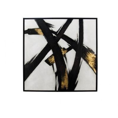 Palladir Hand Painted Abstract Canvas Gold 80X80Cm 
