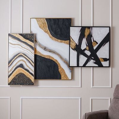 Palladir Hand Painted Abstract Canvas Gold 80X80Cm 