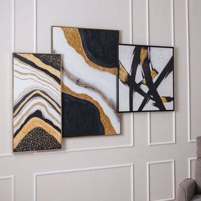 Palladir Hand Painted Abstract Canvas Gold 80X80Cm 