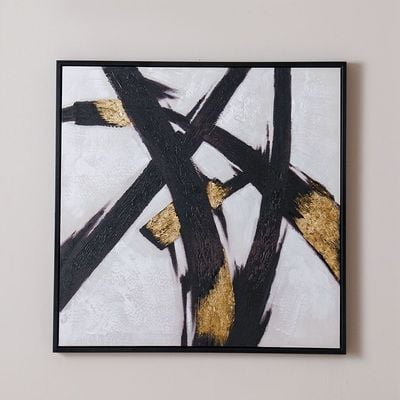 Palladir Hand Painted Abstract Canvas Gold 80X80Cm 