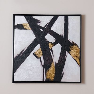 Palladir Hand Painted Abstract Canvas Gold 80X80Cm 