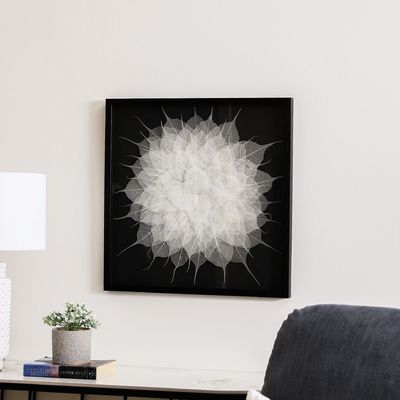 Palladir 3D Floral Framed Glass Wall Art Black/White 60X60X3Cm 