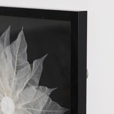 Palladir 3D Floral Framed Glass Wall Art Black/White 50X50X3Cm 