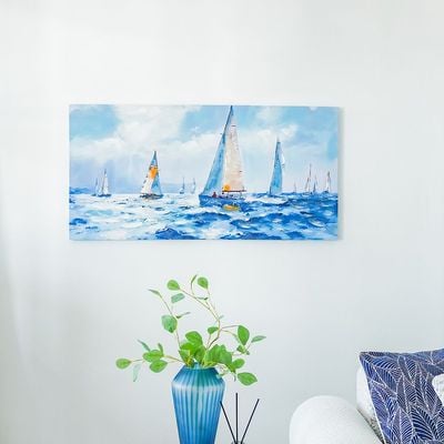 Rabat Sailboat In Ocean Canvas Wall Art 60x120x3Cm