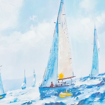 Rabat Sailboat In Ocean Canvas Wall Art 60x120x3Cm