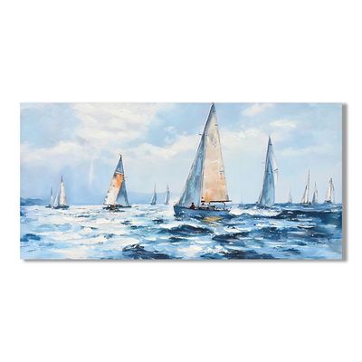 Rabat Sailboat In Ocean Canvas Wall Art 60x120x3Cm