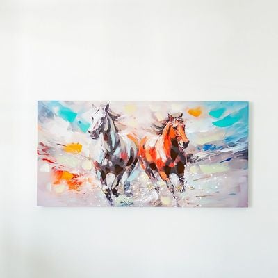 Rabat Stallion Running Across Horizon Canvas Wall Art 60x120x3Cm