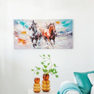 Rabat Stallion Running Across Horizon Canvas Wall Art 60x120x3Cm