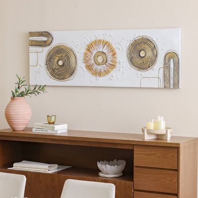 Rabat Vector Circles Abstract Canvas Wall Art - 50x150x3 cm