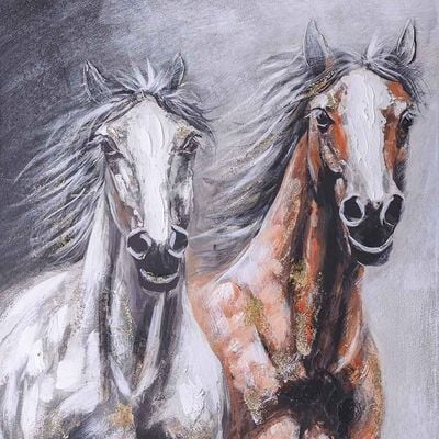 Rabat Horses Running Towards Success Canvas Wall Art 70x140x3Cm