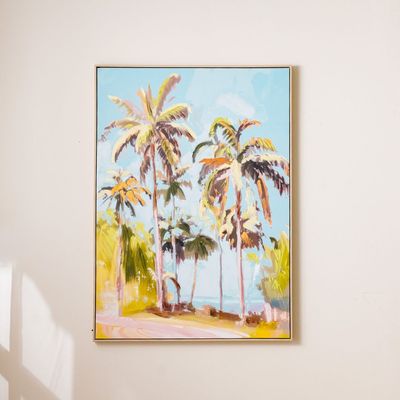 SS25 Cyprus Canvas Palm On The Beach Framed Wall Art 102.6X142.6Cm