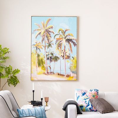 SS25 Cyprus Canvas Palm On The Beach Framed Wall Art 102.6X142.6Cm