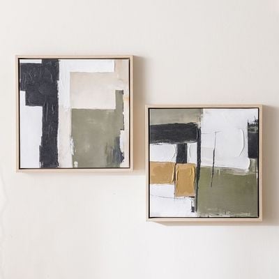 SS25 Cyprus Canvas Abstractcy Set/2 Framed Wall Art 2Pcs:40X40Cm