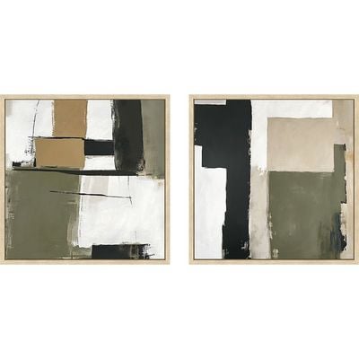 SS25 Cyprus Canvas Abstractcy Set/2 Framed Wall Art 2Pcs:40X40Cm