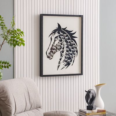 Skia Glass & PP Horse In Horse Shadow Boxes 60x80x50Cm