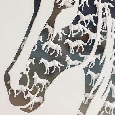 Skia Glass & PP Horse In Horse Shadow Boxes 60x80x50Cm
