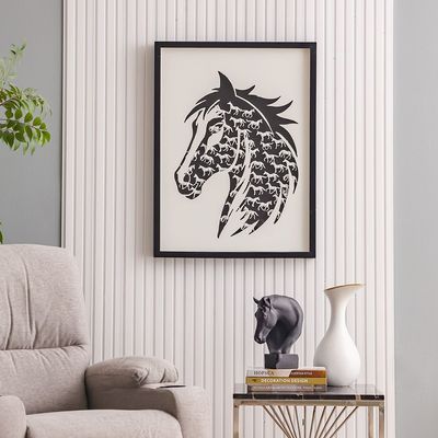 Skia Glass & PP Horse In Horse Shadow Boxes 60x80x50Cm