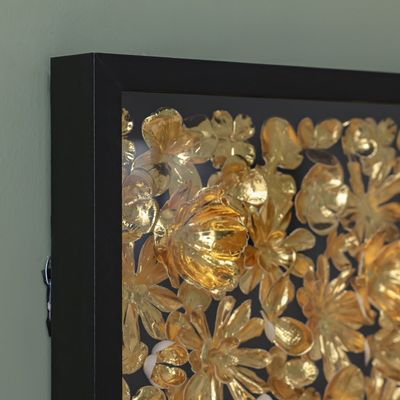 Skia Glass & PP Golden Cosmos Shadow Boxes 90x90x60Cm