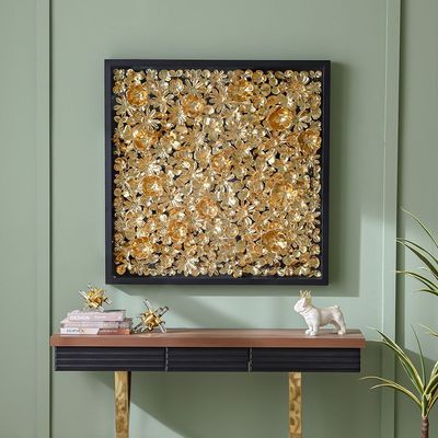 Skia Glass & PP Golden Cosmos Shadow Boxes 90x90x60Cm