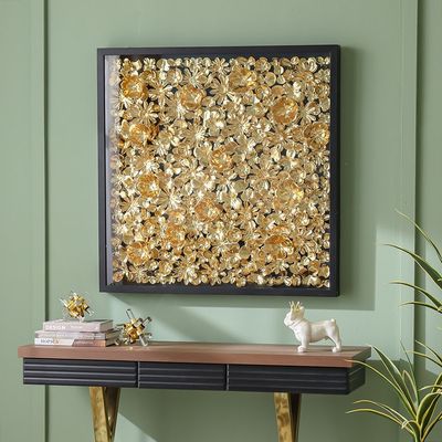 Skia Glass & PP Golden Cosmos Shadow Boxes 90x90x60Cm
