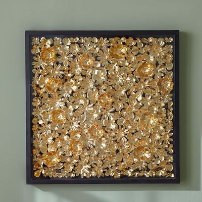 Skia Glass & PP Golden Cosmos Shadow Boxes 90x90x60Cm