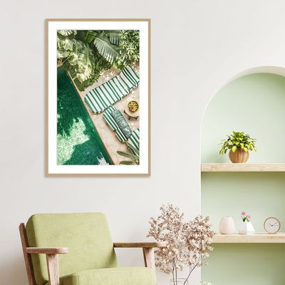Latin Lazy Beside Pool Wall Art W. Glass Frame 60X90Cm