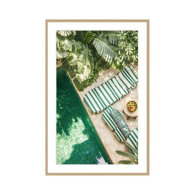 Latin Lazy Beside Pool Wall Art W. Glass Frame 60X90Cm