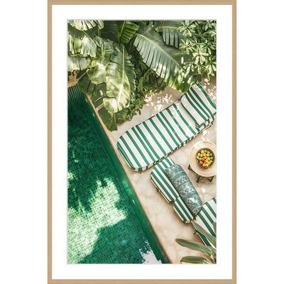 Latin Lazy Beside Pool Wall Art W. Glass Frame 60X90Cm