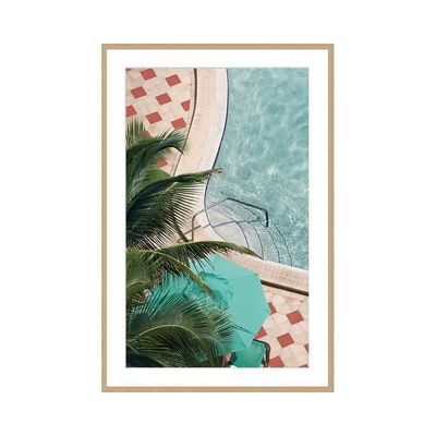 Latin Pool And Plam Wall Art W. Glass Frame 60X90Cm