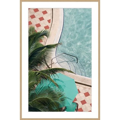 Latin Pool And Plam Wall Art W. Glass Frame 60X90Cm