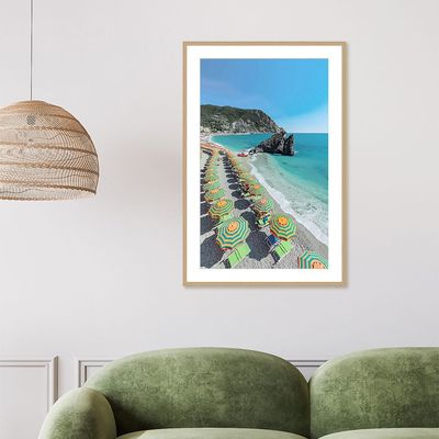 Latin Umbrella On The Beach Wall Art W. Glass Frame 60X90Cm