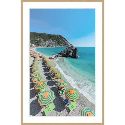 Latin Umbrella On The Beach Wall Art W. Glass Frame 60X90Cm