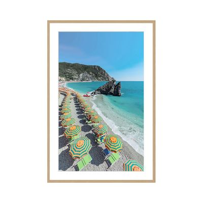 Latin Umbrella On The Beach Wall Art W. Glass Frame 60X90Cm