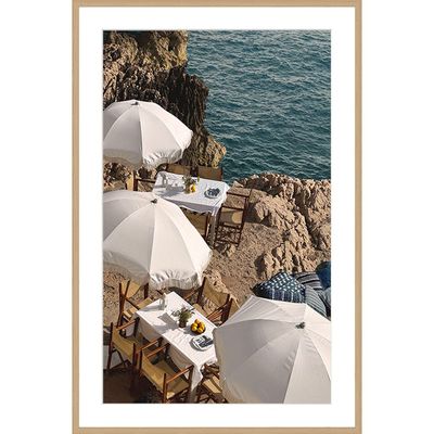 Latin Picnic On The Cliff Wall Art W. Glass Frame 60X90Cm