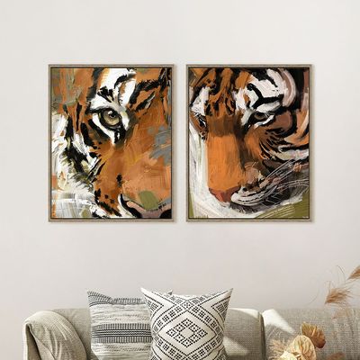 Latin Eye Of A Tiger S/2 Framed Canvas 2Pcs:40X50