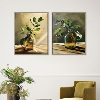 Latin Plant Still Life S/2 Framed Canvas 2Pcs:40X50