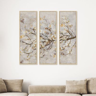 Latin Autumn Leaves S/3 Hand Painted Framed Canvas 3Pcs:30X90
